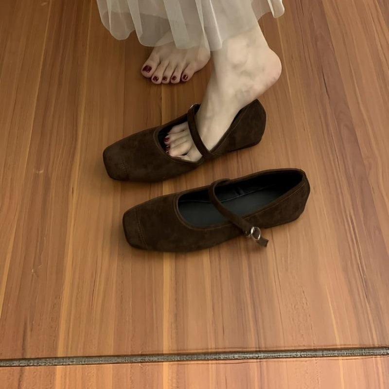 Designer Vintage Slip On Women Mary Jane Shoes Fashion Flats Square Toe Shoes 2026 Spring Casual Dress Ballet Flats Hoes