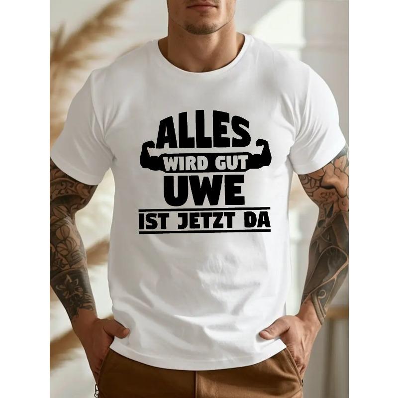 European sizes Men'S Plus Size T-Shirt - Casual Crew Neck, Short Sleeve, Geometric Print, Slight Stretch Fabric, Summer Wear