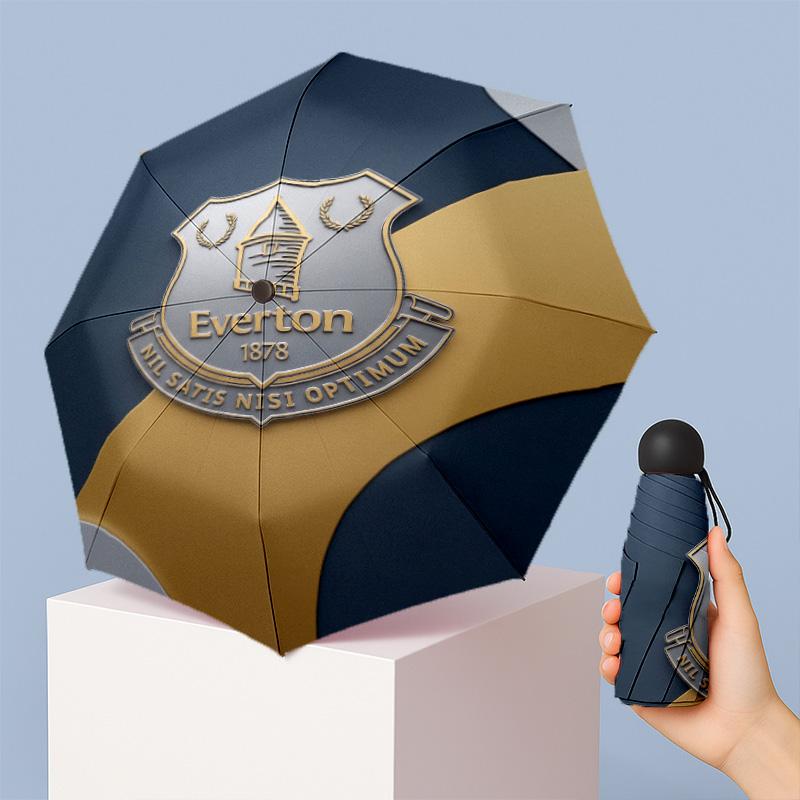 Everton Football Pattern Printed Mini 5 Folds 8 Ribs Compact Umbrella Windproof Waterproof Lightweight Portable Folding