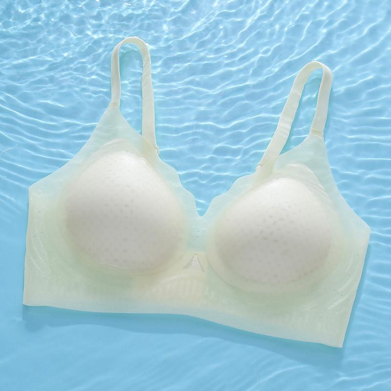 [Легкий] Новый летний бесшовный бюстгальтер из ледяного шелка с тонкой косточкой без косточек прохладный бюстгальтер m(34/75abc) 47.5-55kg шампанского