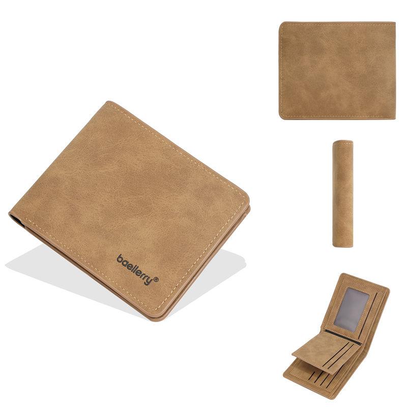 Baellerry Vintage Design Short Wallets for Men Fashion Tri-fold Card Holder Purse Money Bags