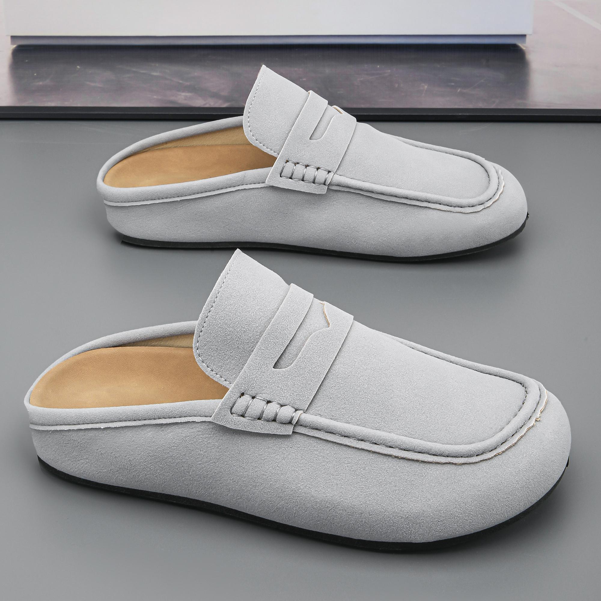 

Fashion Men s Fashionable Soft Sole Slip in Half Slipper, Spring and Summer Fashionable Sole, Casual Sports Shoes, Suede Leather Surface 36 серый