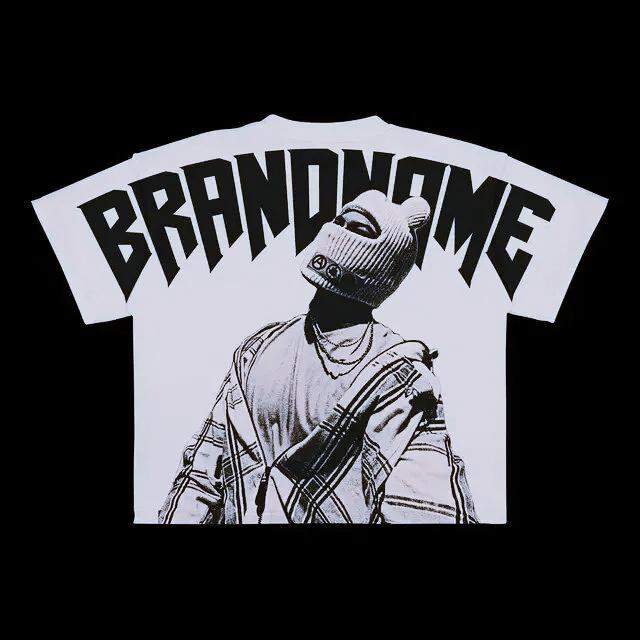 Oversized Cotton Tshirt Vintage Street Portrait Graphic Print Retro 90s Hiphop Urban Streetwear Short Sleeve Tops For Youth