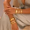 GEMCHIC Women's Geometric Stainless Steel Open Cuff Bangle Bracelet 18K Gold Plated Fashion Minimalist Jewelry