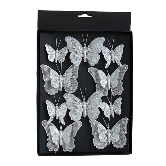 DIY Craft Butterfly Ornaments 1 Set Glitter Christmas Ornament, Double Layer Sequins Glittery Tree Decorations Hanging Decor for Tree, Festive Holiday