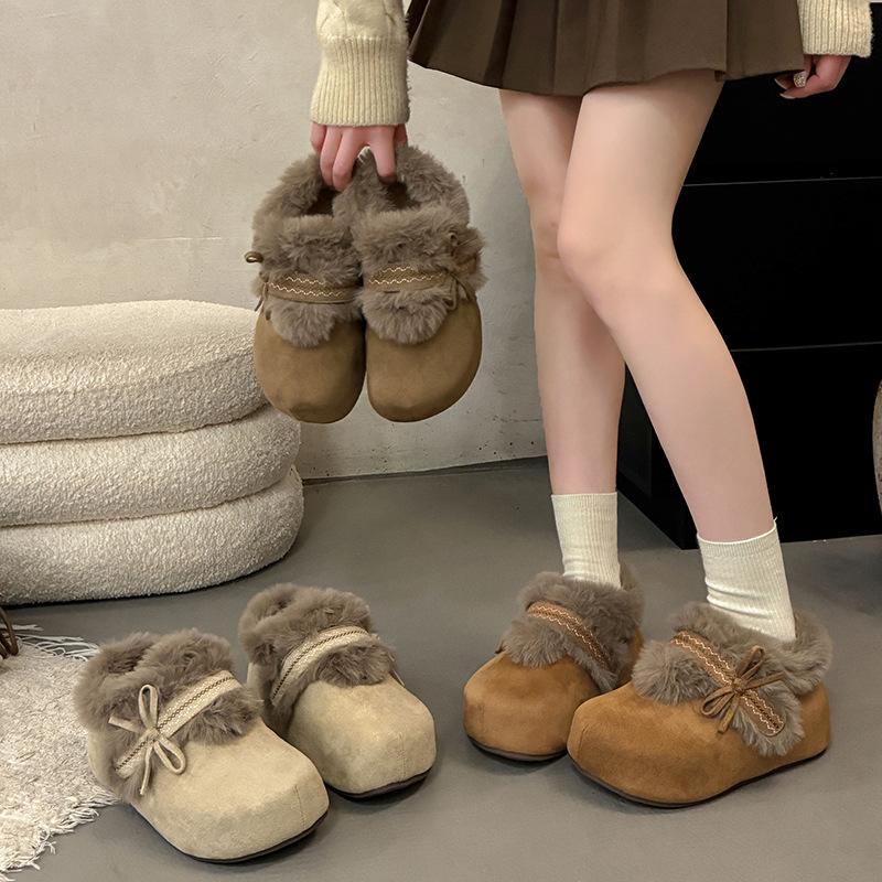 Damenpelz Eine Dicke Sohle Winterpelzmund Leicht Warm Schneestiefel Rutschfest Verschleißfest Lässige Sneaker Baumwollstiefel