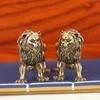 1Pair Lions Statue Brass Lion Town House Feng Shui Ornament Desktop Tea Pet Coffee Table Paperweight Handle
