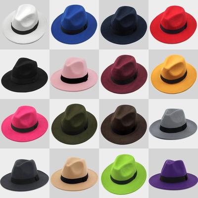 Unisex Vintage Geniş Kenarlı Fedora - Avrupa & Amerikan Tarzı Sonbahar/Kış Sahte Yün Keçe Şapka