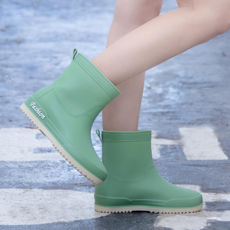 Water shoes Japanese rain shoes women's short tube beautiful medium and low tube rain boots fashionable half tube rubber shoes