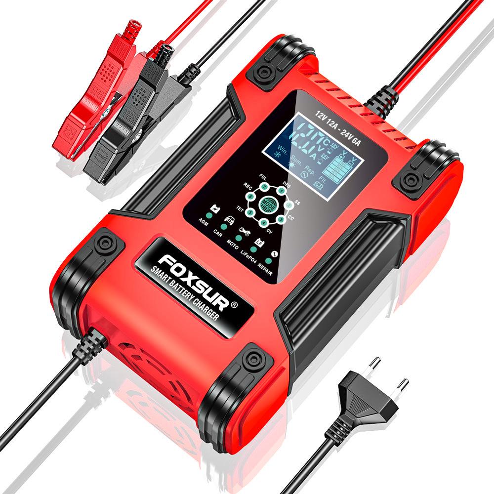 12A 7-Stage AGM & Lithium-Iron Battery Charger for 12V/24V Motorcycles & Cars