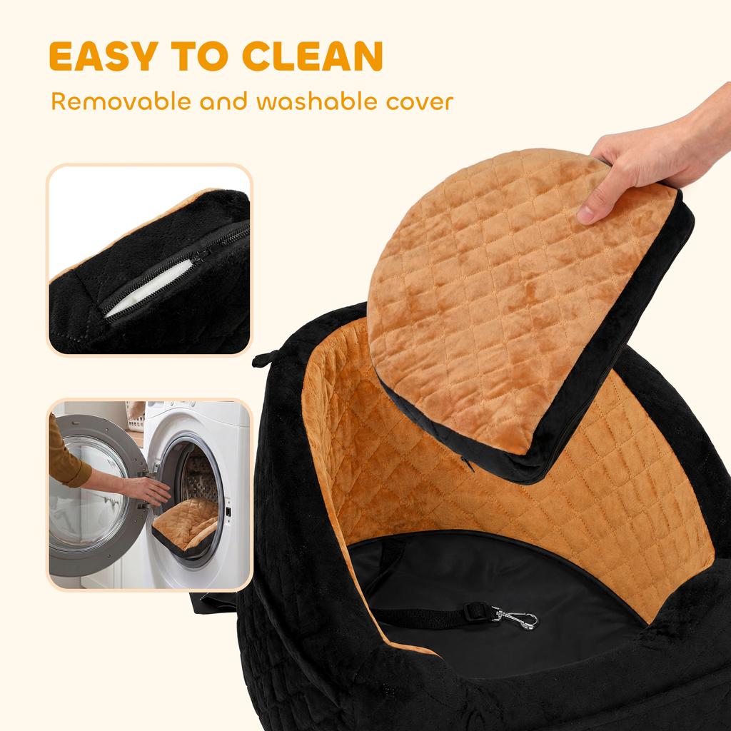 Dog Car Seat Detachable Washable for Small Breeds Under 10kg Brown
