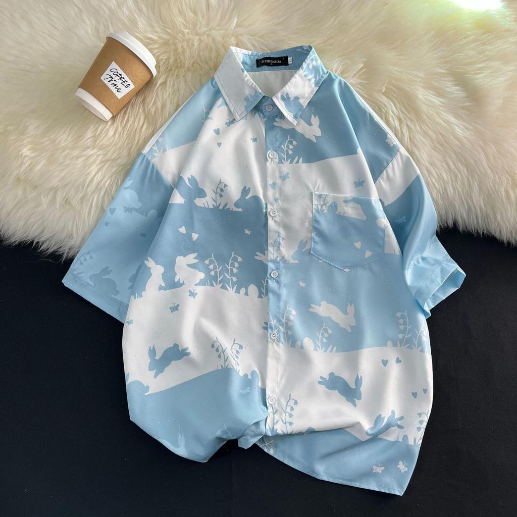 Hong Kong Style Vintage Sunflower Floral Shirt - Unisex Casual Short Sleeve