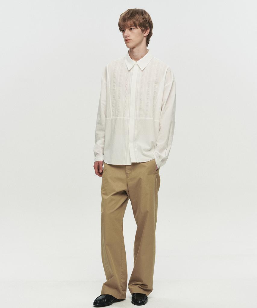 Hoite Curve Line Wide Pants (Beige)