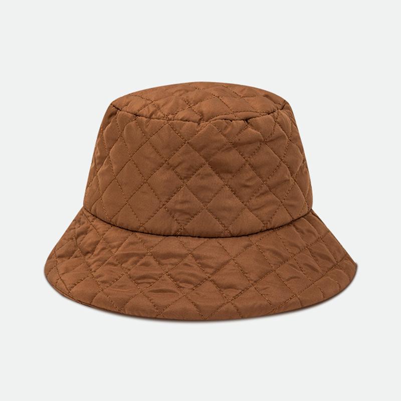 Quilted Women Winter Bucket Hat Fashion Knit Cloche Hat Solid Color Warm Crochet Cap