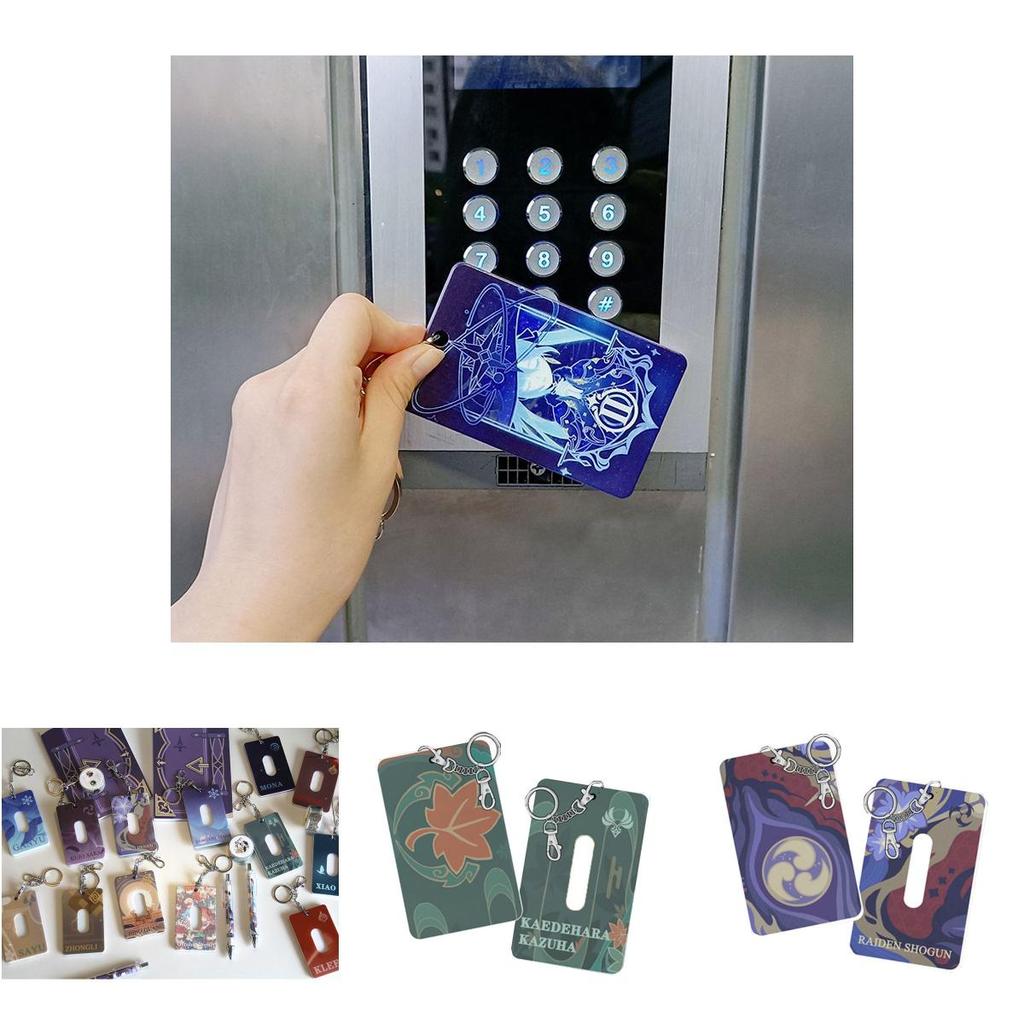 Genshin Impact Card Holder Keychain Pendant With Vibrant Klee Mona Hutao Xiao Ganyu Sayu Ning Design