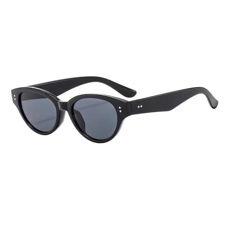 New cat eye rice nail sunglasses female tide Internet celebrity personality YK street sunshade sunglasses decorative flat glasses
