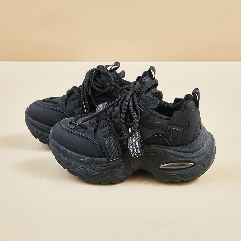 Spring New Female Student Sports Running Casual Street Shooting Thick Sole Heightening Versatile Dad Shoes Ins