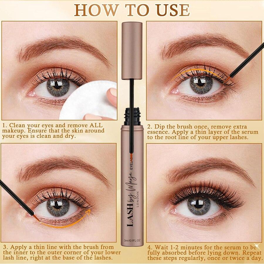 Natural Eyelash and Eyebrow Growth Serum Precision Applicator Waterproof 10ml