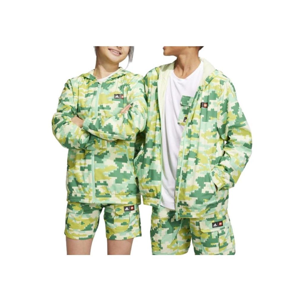 Adidas Kids Camouflage Zip-Up Hooded Long Sleeve Jacket Kids jackets Green HS1158