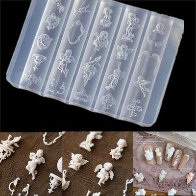 Andělské hodiny 3D silikonová forma na nehty Srdce Zámek Šablony na nehty DIY Dekorace na nehty Razítkovací destičky Nástroje pro design manikúry