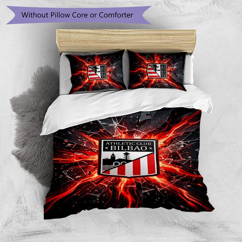 Set Lenzuola 3 Pezzi Stampato Calcio Athletic Bilbao, Comodo Set Copripiumino per Camera da Letto Amico della Pelle