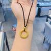 Ancient Gold Peace Buckle Pendant Necklace for Women - 999 Fine Gold Woven Cord Valentine's Gift