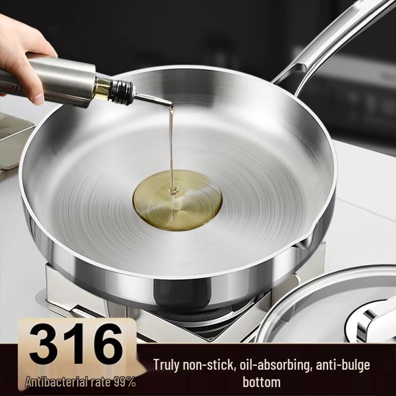 GOWKE 316 Stainless Steel Non-stick Frying Pan with Lid