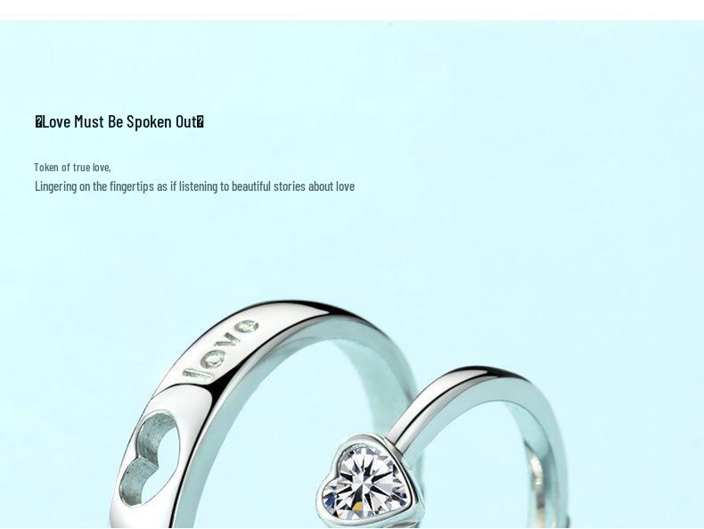 S925 Silver Couple Rings for Men & Women: Japanese & Korean Style Love Heart Matching Rings, Perfect for Proposals and Romantic Gifts.