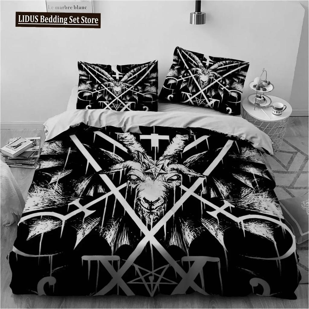 3D Print Satanic Bedding Demon Twin Bedding Hell Death Set Comforter Bed Duvet Cover Double King Home Textile Quilt Cover