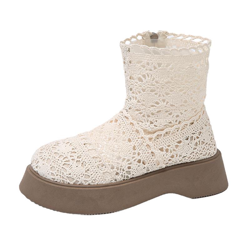 

Летние женские сандалии сетчатые ажурные Мори короткие ботинки хлопок и лен фея ветер толстая подошва увеличивающие рост верхняя одежда дышащие одинарные туфли прохладные б 40