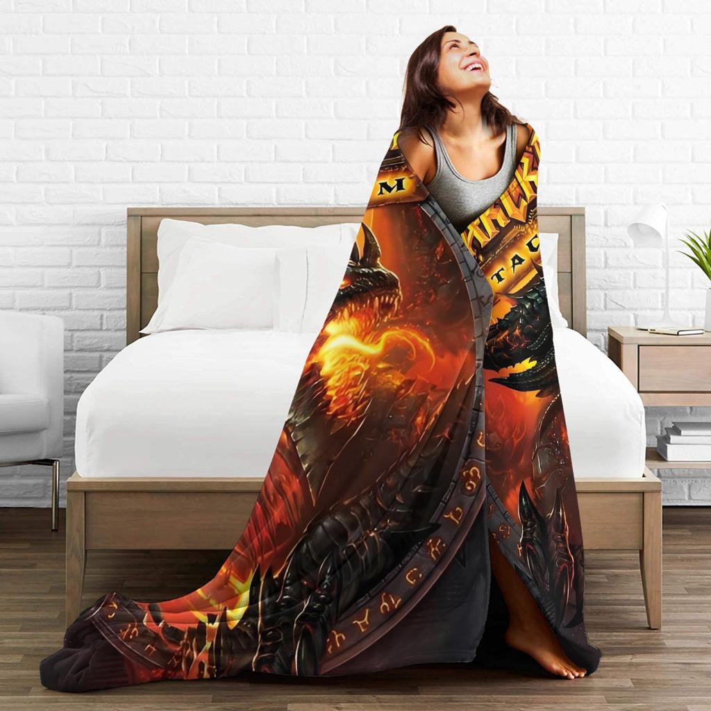 WOW World of Warcraft Arthas Retro Game Blanket Soft Plush Bedding Throws For Home Decor Travel Flannel Bedspread Bed Cover