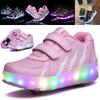 Classic Appeal Led Sneakers For Kids Light Up Roller Skate Shoes And 2 Wheels Unisex