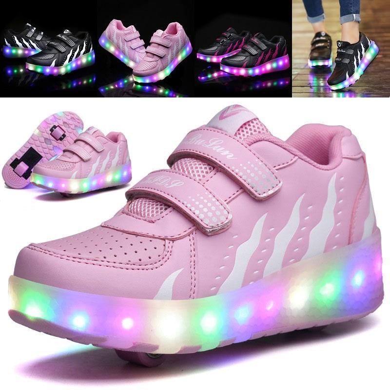 Classic Appeal Led Sneakers For Kids Light Up Roller Skate Shoes And 2 Wheels Unisex