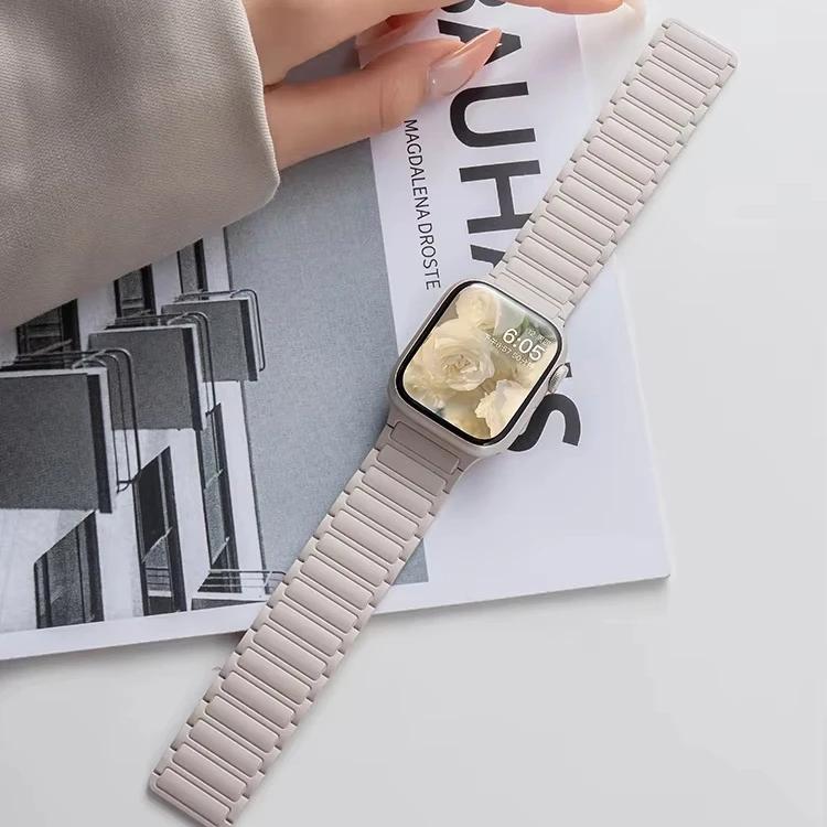 Silicone Strap for Apple Watch 46mm 42mm 49mm 45mm 41mm 44mm 40mm Magnetic Band for IWatch Ultra 2 Series 10 9 8 7 6 SE 5 4 3