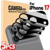 5-1pcs Tempered Glass for IPhone 17 ProMax Air Rear Lens Ring Cover for IPhone 17Pro 17air 17promax Black Camera Lens Protector