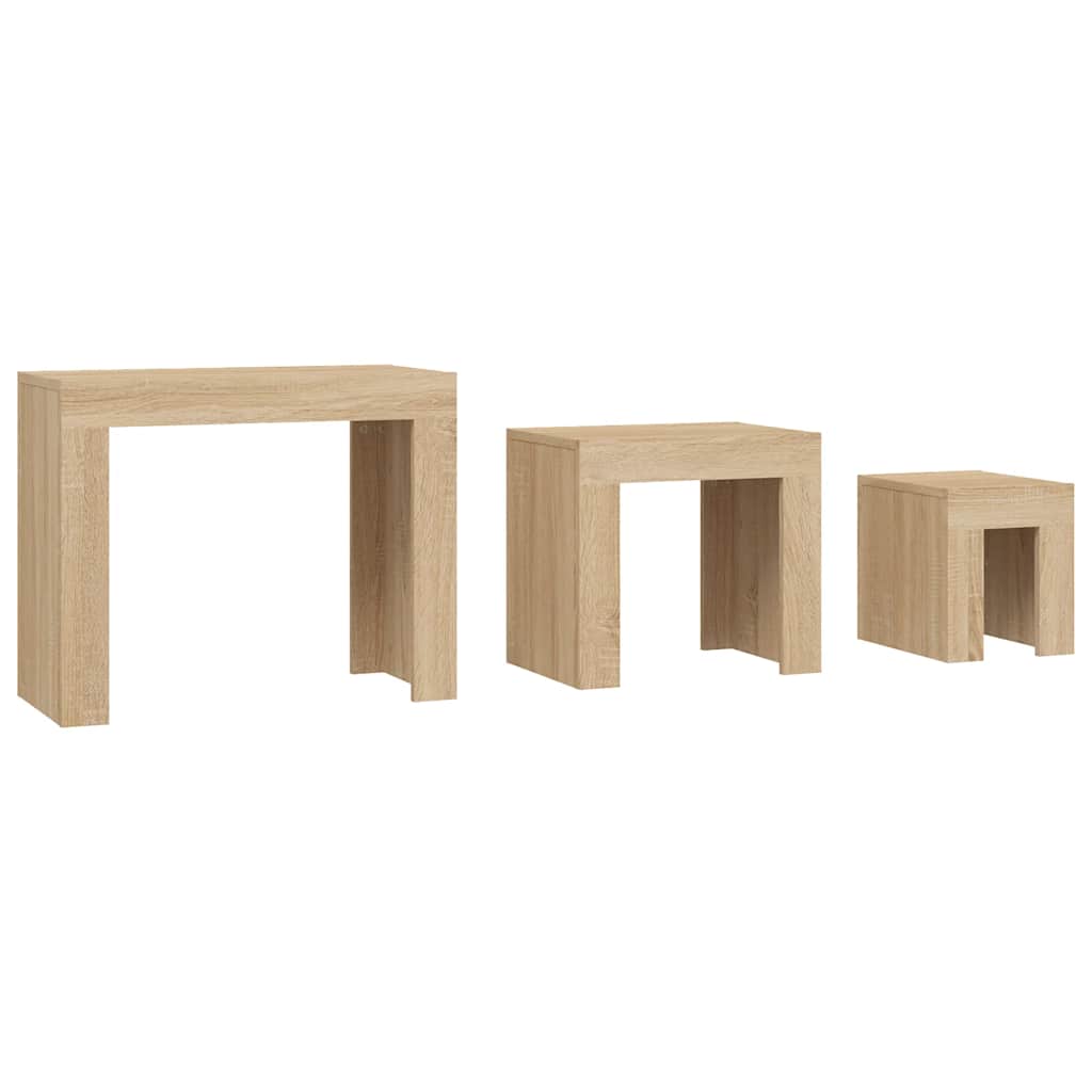 Vidaxl Nesting Tables, 3 Pcs, Sonoma Oak