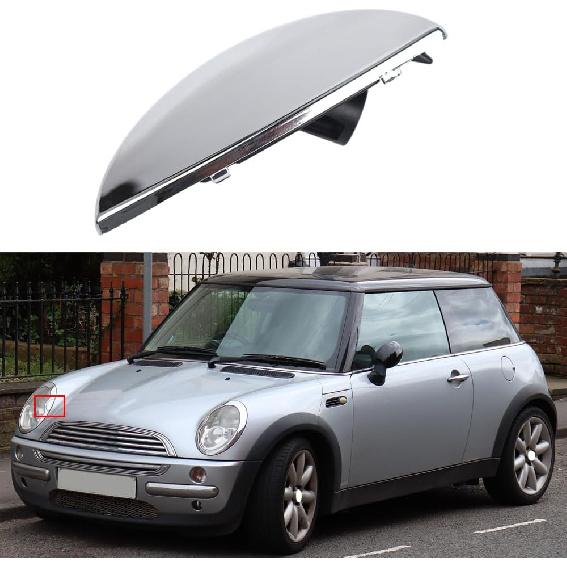 Riloer Front Headlight Washer Cap, Chrome Headlight Washer Cover, Compatible with Mini Cooper R50 R52 R53 2001-2006 With Headlight Washer Nozzle,