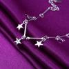 925 Sterling Silver Tassel Star Bead Charm Bracelets Anklet Bracelets For Women Girls Party Wedding Jewelry A173
