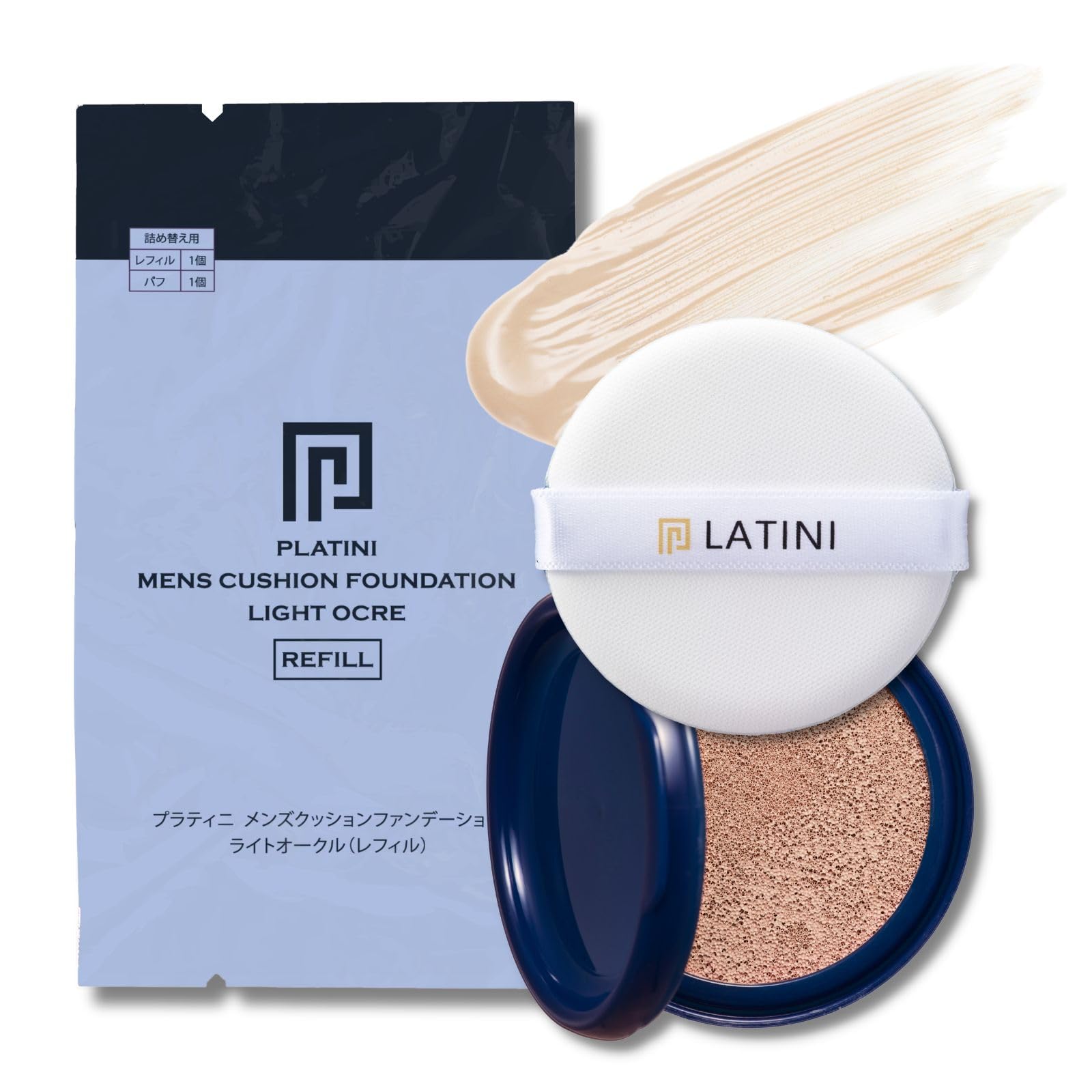 

PLATINI Cushion Foundation Refill Refill with Puff 11g Made in Japan Men s [Light Ochre]