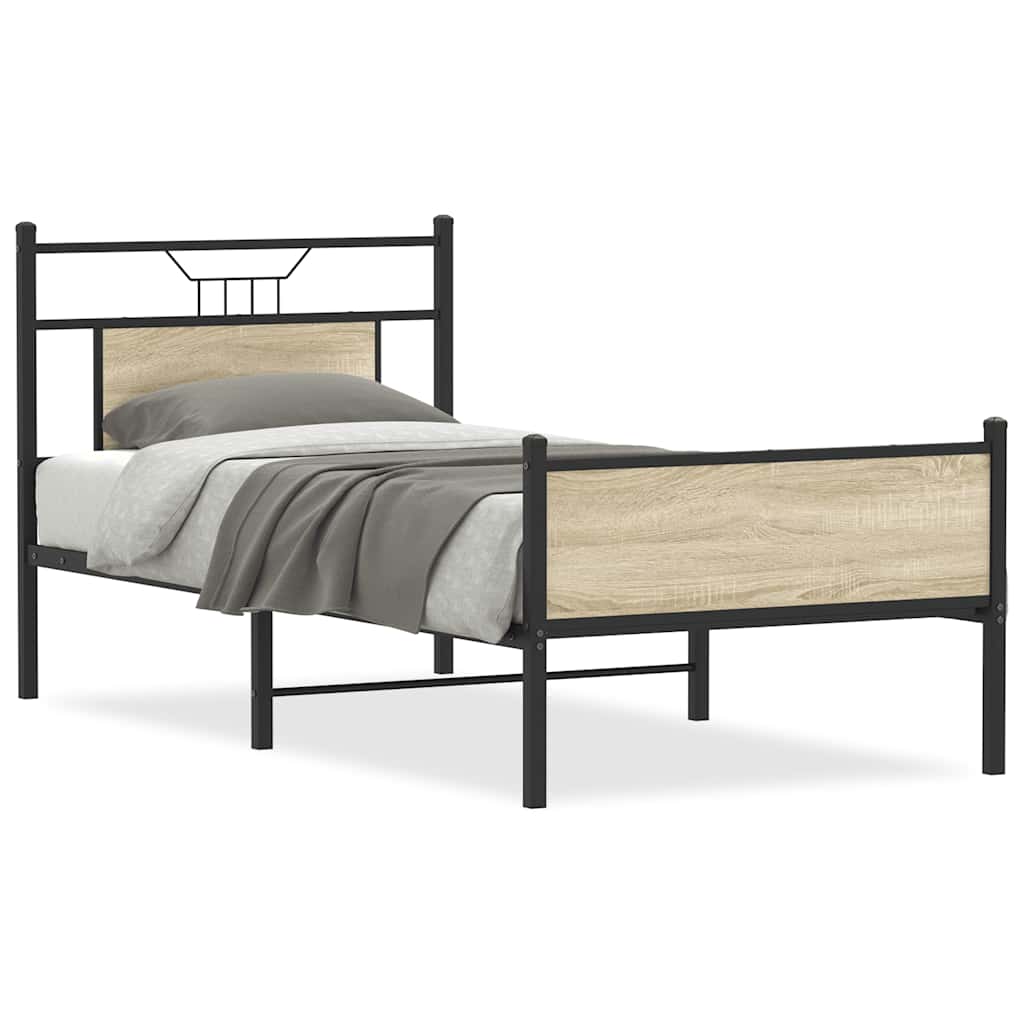 Bed Frame Without Mattress Sonoma Oak Finish 80 X 200 Cm Engineered Wood