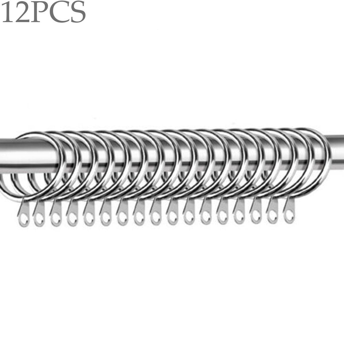 

Home Heavy Duty Low Noise Metal For Curtains Rods Roman circle Curtain Rings Hanging Hooks silver-12PCS