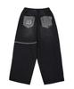 DOUBLE JD Back Pocket D-Embroidery Denim Pants (Black)