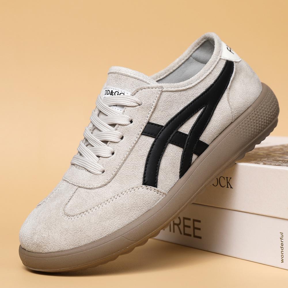 2025 Women's Lightweight Textured Leather German Training Shoes - Trendy, Flat, Patchwork Forrest Gump Student Sneakers