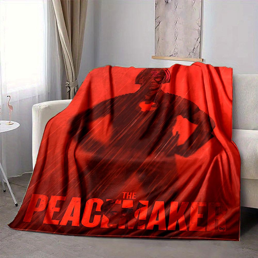 

1pc Peacemaker Red Flannel Throw Blanket - Lightweight Soft Warm All-Season Blanket for Sofa, Bed, Travel, Camping L1029170 80x120cm