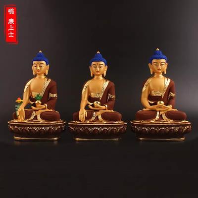 Brown Plated 21cm Shakyamuni Rulai Bodhisattva Buddha Statue,Resin Sweeping Demon Home Putting Decoration
