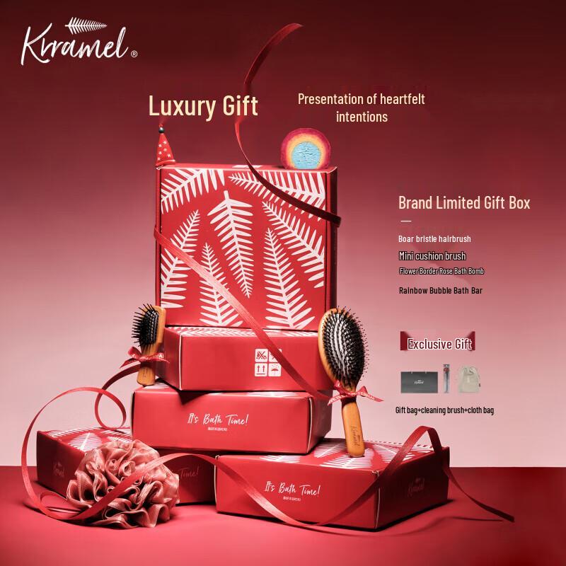 KRRAMEL Boar Bristle Hair Comb Gift Set Standard