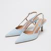 Spitz zulaufende, rückenfreie Stilettosandalen - Elegante, bequeme High Heels