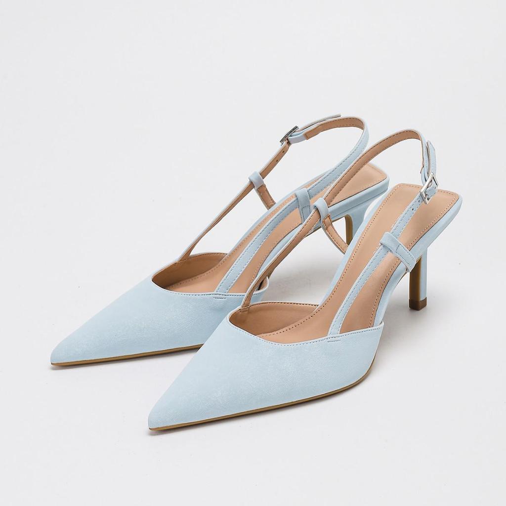 Spitz zulaufende, rückenfreie Stilettosandalen - Elegante, bequeme High Heels