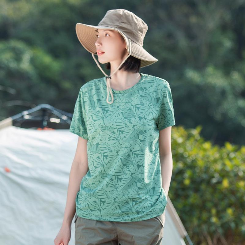 

Women s UV Protection Camouflage Quick-Dry Loose Fit T-Shirt 4XL кленовый/зелёный