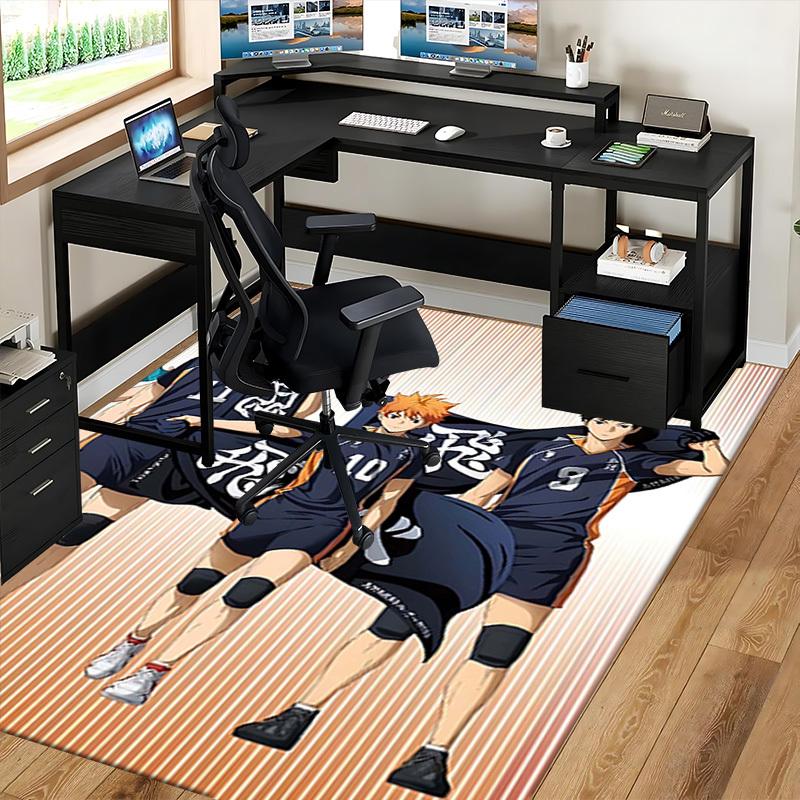1pc Haikyuu!! Karasuno High Volleyball Team Uniform Chair Mat, Office Desk Pad, Non-Slip Carpet for Home Decor, Seasonal Gift, Suitable for Office and